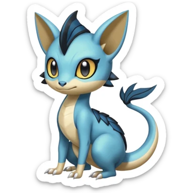 Cute handsome Meloetta-Dewott-Salandit-Nargacuga-Pokémon-Fakémon-fusion-hybrid-creature sticker