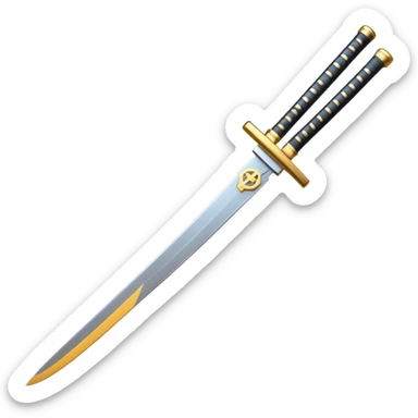 japanese sword "katana" in 3d emoji glossy circuit design sticker
