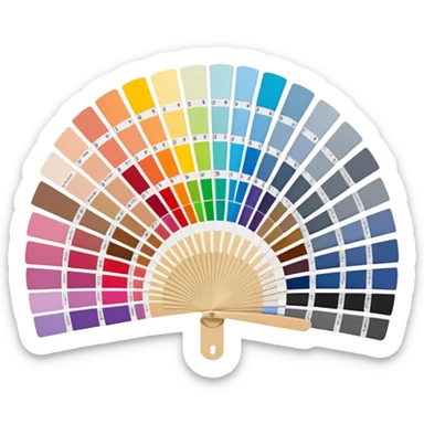Pantone color swatch fan. The swatches should be fanned out, each with a different color. sticker