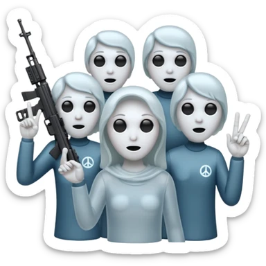Fantasmas con un fusil moderno y haciendo haciendo en en forma de ✌️ con los dedos sticker