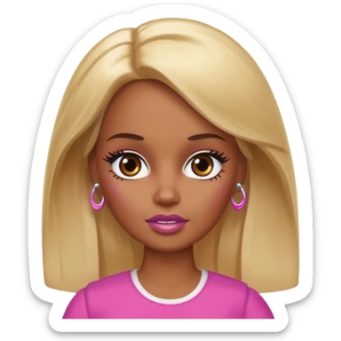Brown skin blonde hair barbie with bruised eye  sticker