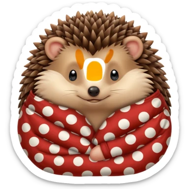 hedgehog in pajama curled up sticker