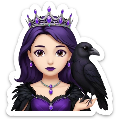 Raven Princess – feather brooch + plum blackgown,Shadow Princesses. sticker