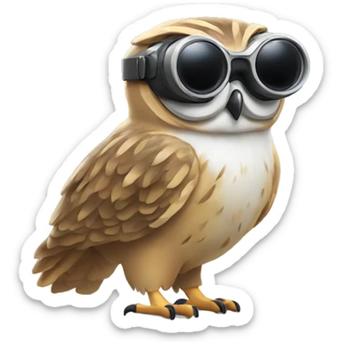 owl with virtual reality glasses sticker