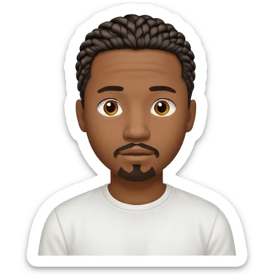 Hazme un emoji de un hombre negro con trenzas cortas, camiseta blanca y una pequeña perilla sticker