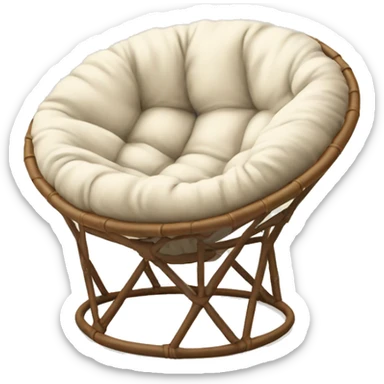 Light brown Papasan chair with cream cushion  sticker