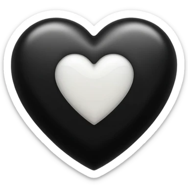 a emoji of a black hearth with botton griendiently white color sticker