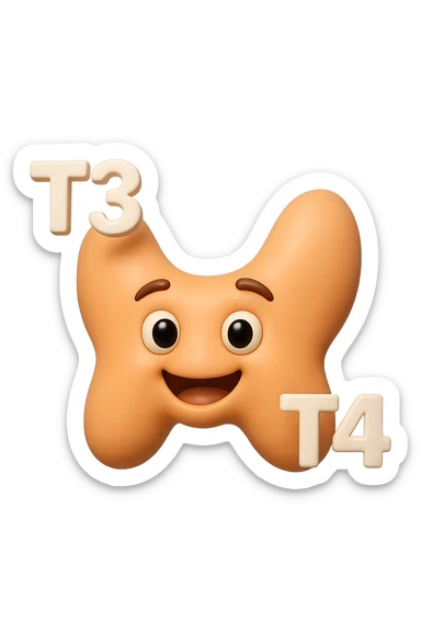 EMOJI STILE IPHONE 3D DI ormoni tiroidei che fluttuano in aria, iperrealistico 4k sticker