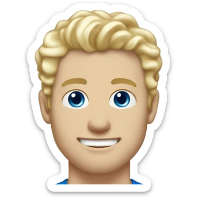 full body light curl blonde 30yo man blue eyed pale skin sticker