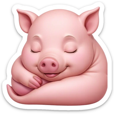 Meme-Worthy Cute Sleeping Pig Portrait Emoji, Head resting peacefully with a contented smile, showcasing a delightfully stout build and a luxuriously soft rosy-pink hide, eyes shut in a serene, restful nap, Simplified yet hilariously adorable features, highly detailed, glowing with a soft, drowsy light, high shine, relaxed and utterly lovable, stylized with an air of playful laziness, bright and heartwarming, soft glowing outline, capturing the essence of a comically sleepy pig, so meme-worthy it feels like it could instantly become the next viral sensation of adorable slumber! sticker