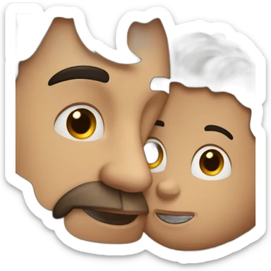 40 years old Dark hair man kissing a 30 years old brown hair man sticker