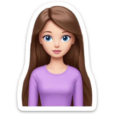 beautiful barbie girl with long brown hair, blue eyes and wearing light purple clothes watching netflix on tv sticker