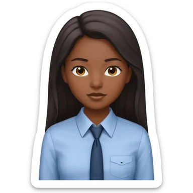 black girl working in collared formal shirt and long sleek hair sticker