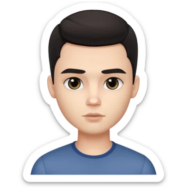 So pretty very handsome bratz man, has black  eyes,  short dark hair, dark eyes, pale skin, defined jawline sticker