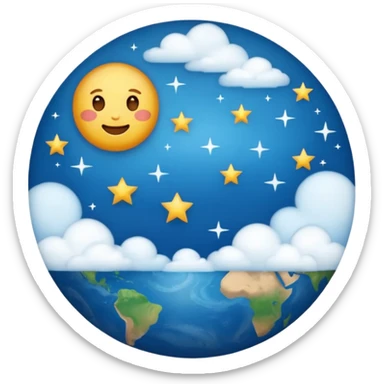 an emoji that circular like the emoji of earth but withh the representation of heaven/sky/aethenum sticker