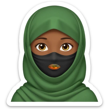 Niqab musli girl chocolate color make the niqab green cover whole face except her eya sticker