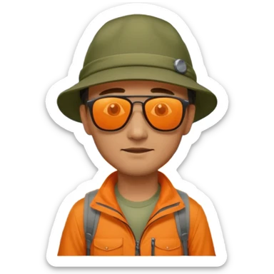 Man + orange tent,Mountain Campers. sticker