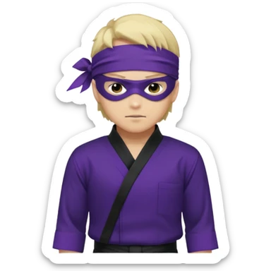 A young man named Satoru Gojo wearing a black/dark purple uniform and dark purple/ black blindfold with a confident smirk sticker