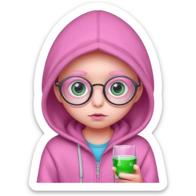 Aliens Pink, hoodie, cute big eyes, glass sticker