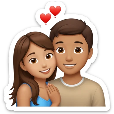 a couple kissing. one is a tan girl with brown hair and the other is an asian boy sticker