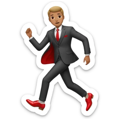 man with glasses wearing a suit and red shoes sticker