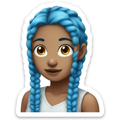 Blue haired girl with two long braids sticker
