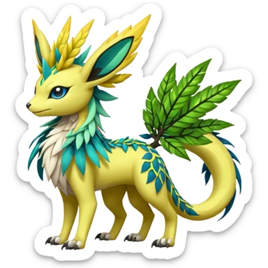  Exotic Ivy Dragonic Feathery Scaly Meloetta-Electrike-Jolteon-Zygarde-Zeraora-Renamon-Protogen-Palkia-hybrid-fusion-Fakémon-creature, full body sticker