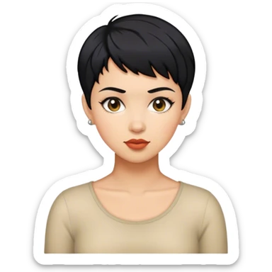 woman pixie cut black hair sticker