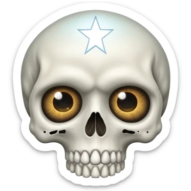Skull with big stars in the eyes covering the eye section  sticker