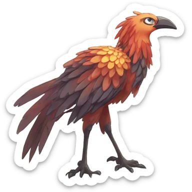 earthly muddy fresh Cool Cute Fantasy legendary jungle-bird plant-grass-type-Dendro-Phoenix-avian Fakemon full body sticker