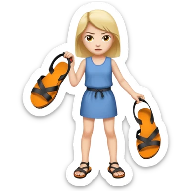 Una chica enojada con una chancla en la mano sticker