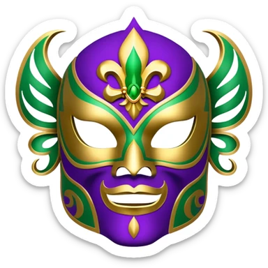 Louisiana themed luchador mask with fleur-de-lis and Mardi Gras colors (purple, green, gold) sticker