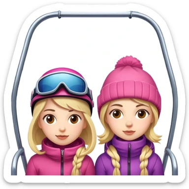 Girls on a ski lift sticker