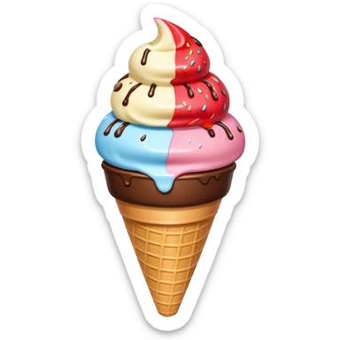 two or three scoops stacked in a cone sticker