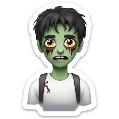 teen boy zombie with dark hair and white shirt sticker
