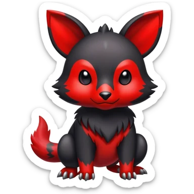Cute cool black red animal hybrid Fakemon full body sticker