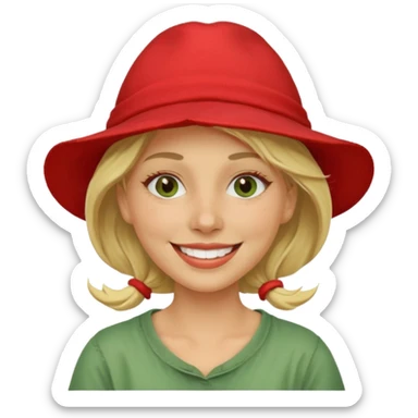 messy green clay mask and red tourist hat blond woman sticker