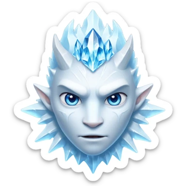 ice creature portrait, head and shoulders only, frozen crystal skin, glowing blue eyes, frost aura, sharp icy textures, fantasy winter vibe, 3D cartoon, mobile game icon style, clean background, no text, no watermark
 sticker