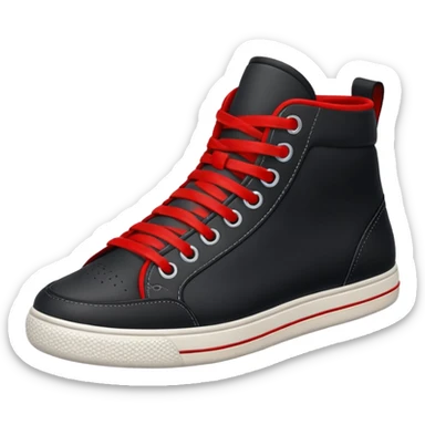 an ios genmoji for pair of black mid top sneakers with red laces sticker
