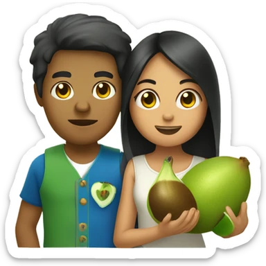 philipino and mexican girl holding a kiwi sticker