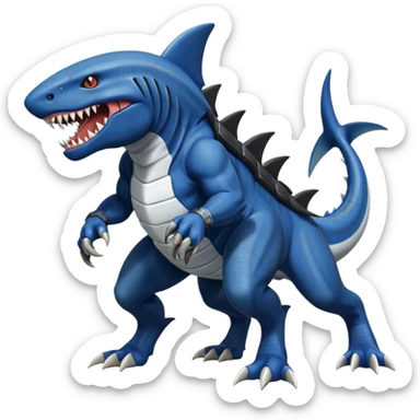 dark-deep-denim-steel-cobalt-blue 4-legged digitigrade land-shark-landhai-gremz-wickerbeast-vernid-sergal-sharpedo-houndoom-hybrid-fusion-creature, full body sticker