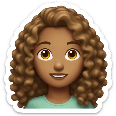 Tan skin girl with long brown curly hair sticker