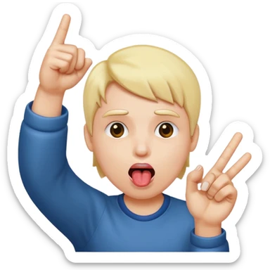 Someone holding finger guns to their head and sticking their tounge out sticker