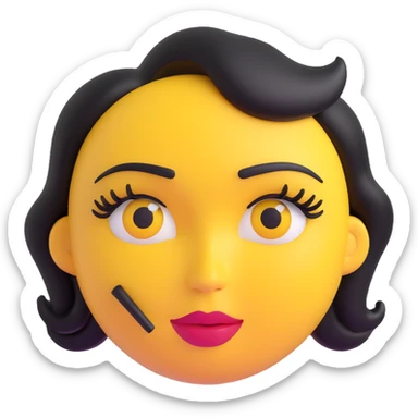 sassy yellow emoji face with long curled eyelashes, thick glossy lips, smirking expression, dramatic eyeshadow, side-eye look, bratty attitude, 3D emoji style sticker