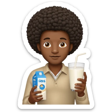 Make a black guy with Afro getting milk from store sticker