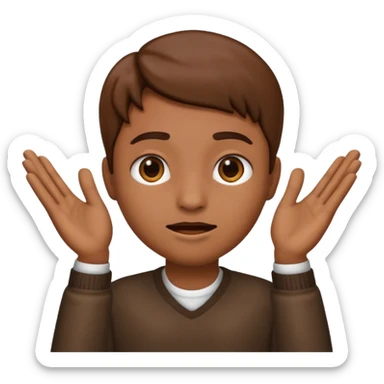 Nervous emoji + hands up emoji. Remove flow effects at the very top the of the hands so the head can be between the hands sticker