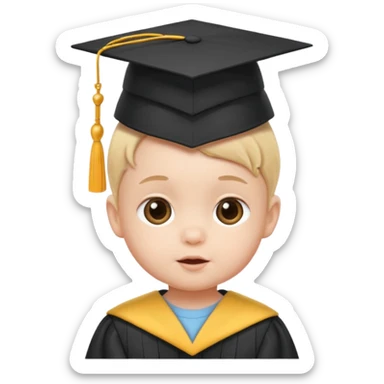 baby wearing a graduation hat sticker