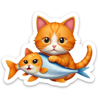 ginger cat had stolen fish sticker