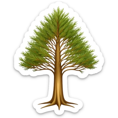 Cinematic Realistic Allocasuarina Emoji, Tall and elegant, with long, needle-like foliage that gives the tree a fine, wispy appearance. The tree’s soft, golden-brown color adds warmth to the landscape. Soft glowing outline, capturing the essence of Australian beauty, strength, and serenity in an allocasuarina tree! sticker