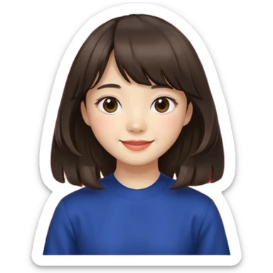 Korean girl with medium hair and curtain bangs sticker